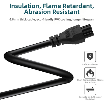 Napájací kábel Lin Yun era, PVC plášť, CCC certifikovaný, 3-pin konektor, vhodný pre notebook adaptéry