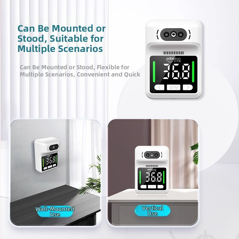 Youbeikang инфрачервен безконтактен термометър за стенен монтаж, автоматичен режим, интелигентно гласово управление, презареждаем, резолюция на температурата 1