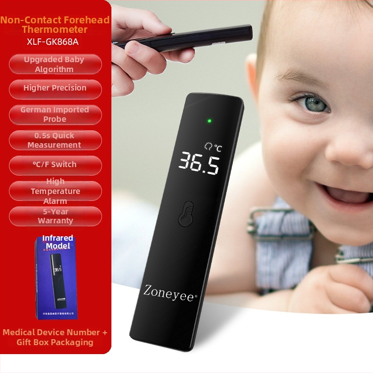 Erkon XLF-GK868A Безконтактен инфрачерен термометър за челото, ръчен, 2×AAA, със сигнал за висока температура, за възрастни и деца