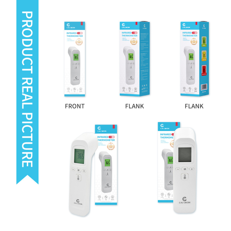 Cascon Безконтактен инфрачервен термометър за челото — ръчен, с трицветна подсветка и аларма за висока температура, метод на носене: патч за челото, общо предназначение, пускан на пазара 2024-01-10