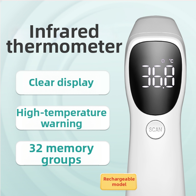Infračervený teploměr na čelo a ucho, dvojité použitie, LED displej, nabíjateľná Li‑ion batéria 3,7 V, model Aet-r842, hmotnosť 73 g