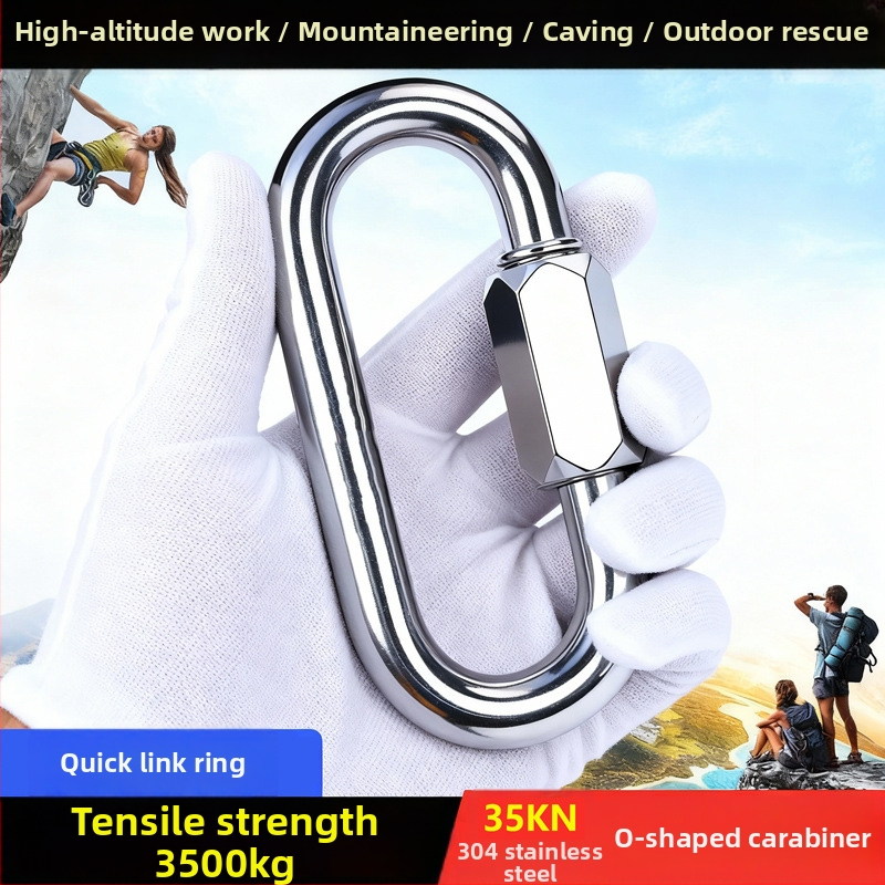 Chuanchuang karabína s poistkou z nerezovej ocele 304, tvaru O, nosnosť 3500 kg