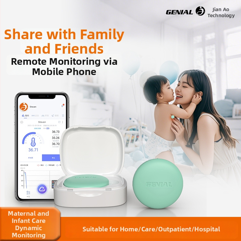 Безжичен Bluetooth цифров термометър-патч за подмишница, модел T31, за деца и новородени, дълготрайна батерия, съвместим с Jianao облачно приложение