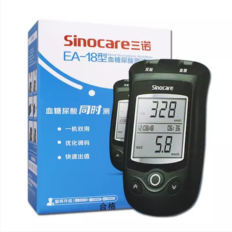 Sannuo EA-18 Ανιχνευτής ουρικού οξέος και γλυκομετρητής με ταινίες δοκιμών για οικιακή χρήση, 0,05 kg, διπλής λειτουργίας ανιχνευτής διαβήτη και ουρικής αρθρώσεως