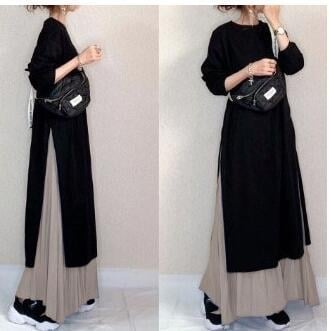 Pamutkeverékből készült hosszú ujjú ruha, kerek nyakú, laza derék