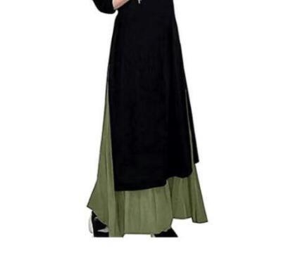 Pamutkeverékből készült hosszú ujjú ruha, kerek nyakú, laza derék