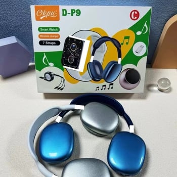 D-P9 okosóra Bluetooth fülhallgatóval, 2-in-1 design, hosszú üzemidő, IPS kijelző, alumíniumötvözetes tok, szilikon szíj, iOS-kompatibilis, egészségügyi szenzorok: pulzus, vérnyomás és SpO2