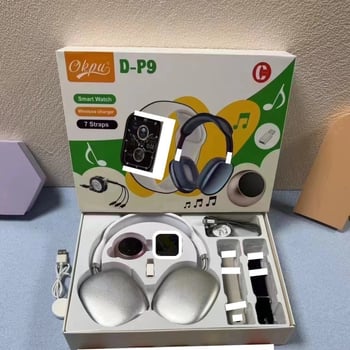 D-P9 okosóra Bluetooth fülhallgatóval, 2-in-1 design, hosszú üzemidő, IPS kijelző, alumíniumötvözetes tok, szilikon szíj, iOS-kompatibilis, egészségügyi szenzorok: pulzus, vérnyomás és SpO2