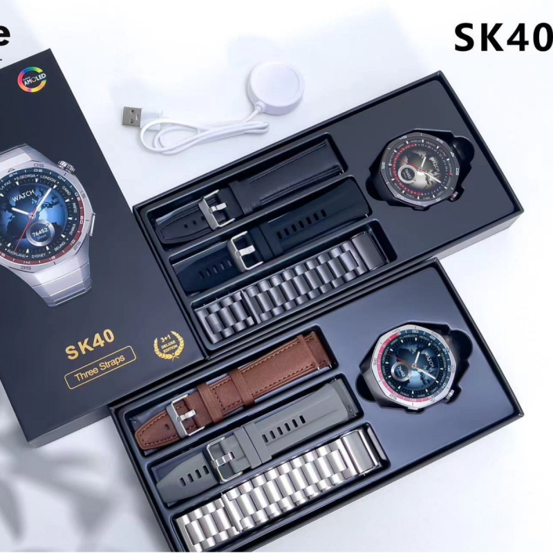 Pametni sat s AMOLED zaslonom, Bluetooth pozivi, NFC, zdravstveni senzori (brzina otkucaja srca, krvni tlak, zasićenost krvi kisikom, tjelesna temperatura), vodootporan s bežičnim punjenjem