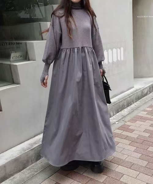 Egyszínű mintázatú ruha, cowl nyakú gallér, hosszú fodros ujjú, A-vonalú szabás, camel gyapjú 95%+