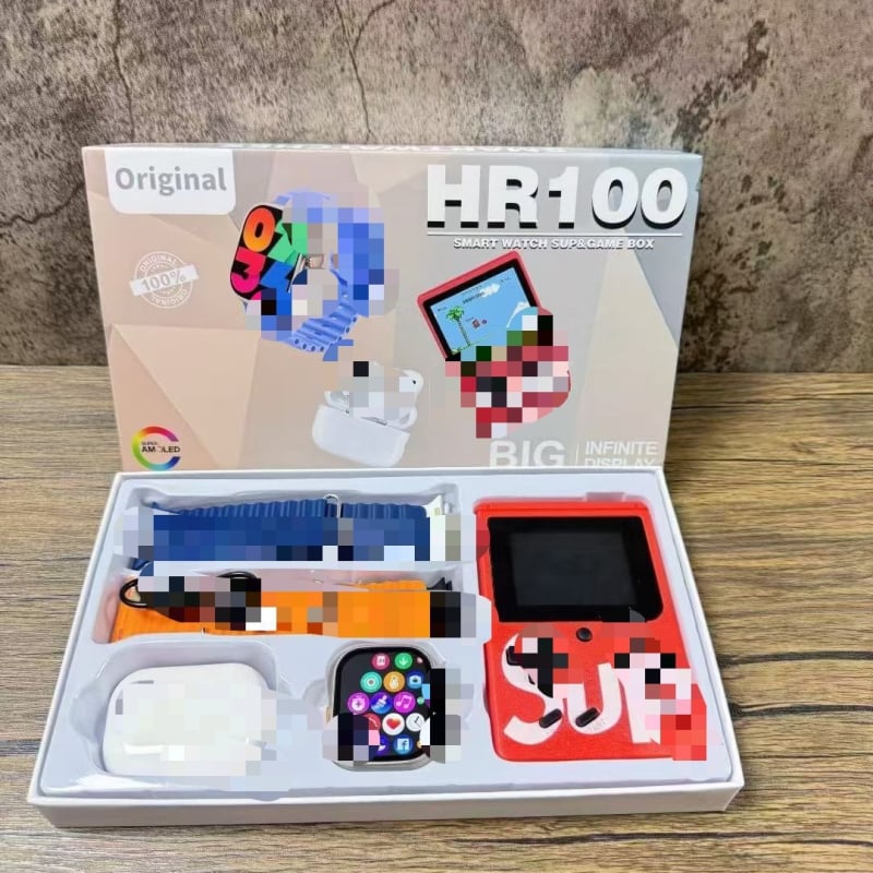 HR100 Smartwatch Ultra3+ με κονσόλα παιχνιδιών, σετ 4 λουράκια — παρακολούθηση καρδιακού ρυθμού, SpO2, παρακολούθηση ύπνου, αρτηριακή πίεση, αδιάβροχο