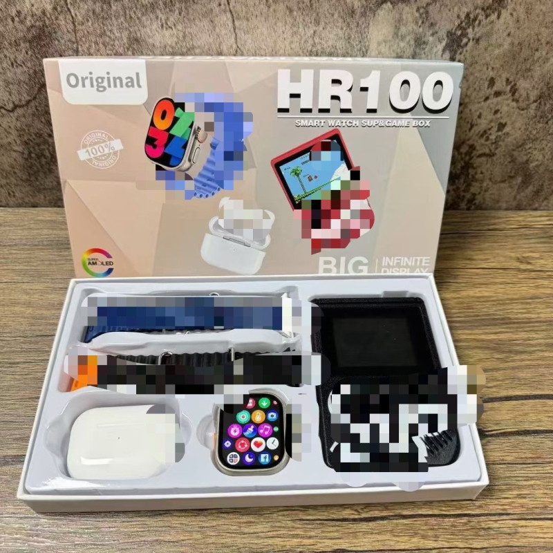 HR100 Smartwatch Ultra3+ με κονσόλα παιχνιδιών, σετ 4 λουράκια — παρακολούθηση καρδιακού ρυθμού, SpO2, παρακολούθηση ύπνου, αρτηριακή πίεση, αδιάβροχο