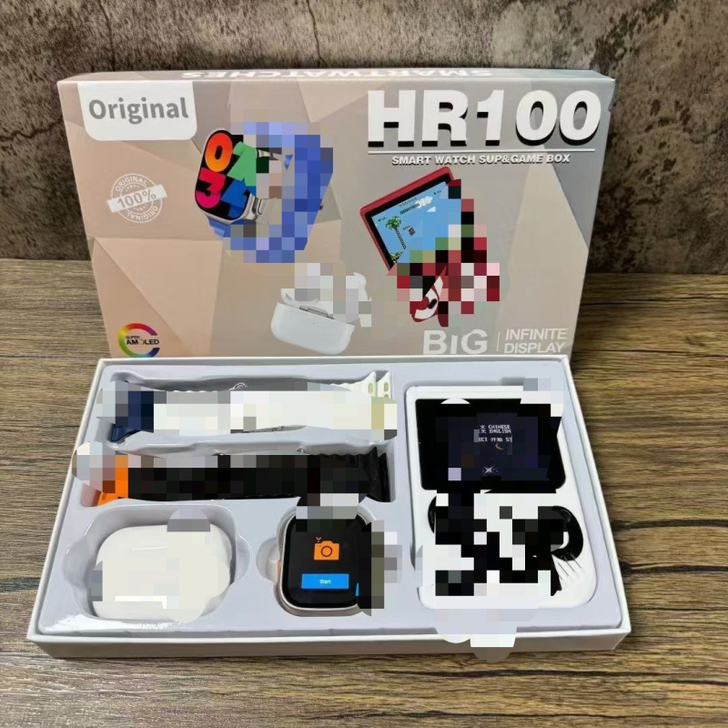 HR100 Smartwatch Ultra3+ με κονσόλα παιχνιδιών, σετ 4 λουράκια — παρακολούθηση καρδιακού ρυθμού, SpO2, παρακολούθηση ύπνου, αρτηριακή πίεση, αδιάβροχο