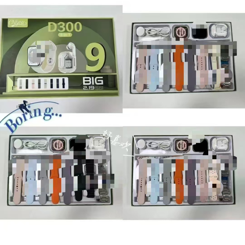 Set ceas inteligent D300 cu căști Bluetooth opt în unu, încărcare wireless, carcasă din aliaj de aluminiu, cadran pătrat, monitorizare sănătate (ritm cardiac, SpO2, tensiune arterială, somn)