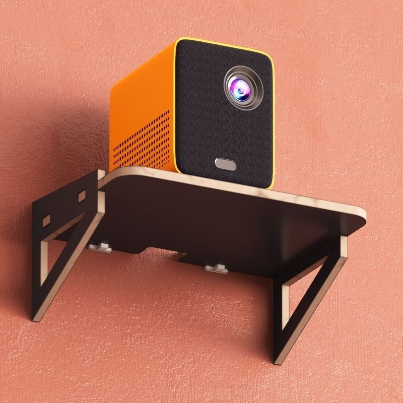 Suport de proiecție pe perete cu raft de noptieră, montaj fără găuri, pentru dormitor