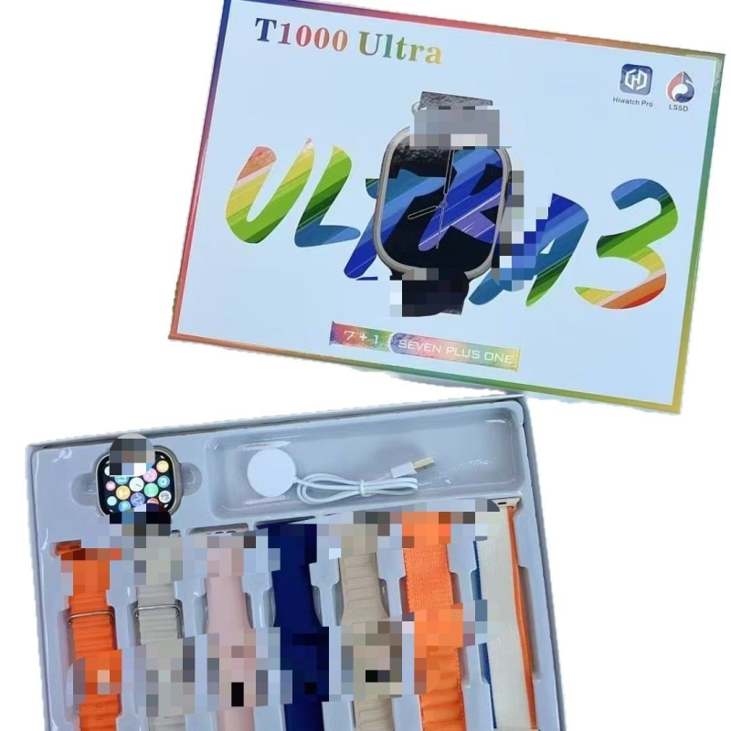 T1000ULTRA Pametni sat s Bluetooth pozivima, AMOLED zaslon, paket remena 7+1, praćenje srčanog ritma i SpO2