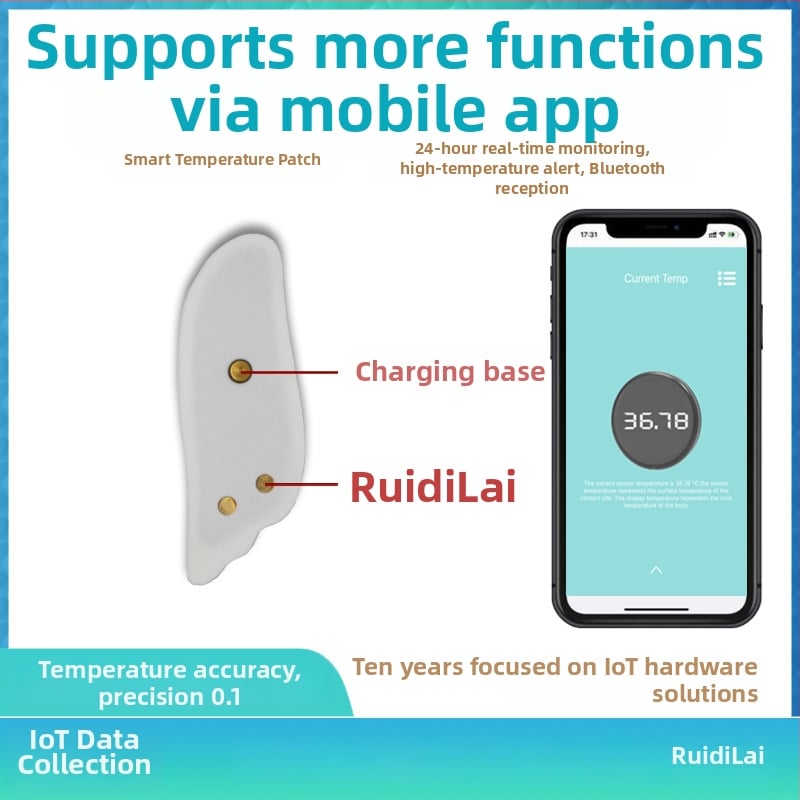 Bluetooth intelligentne kehatemperatuuri kleebis – 24-tunnine reaalajas palaviku jälgimine termomeeter imikutele ja väikelastele