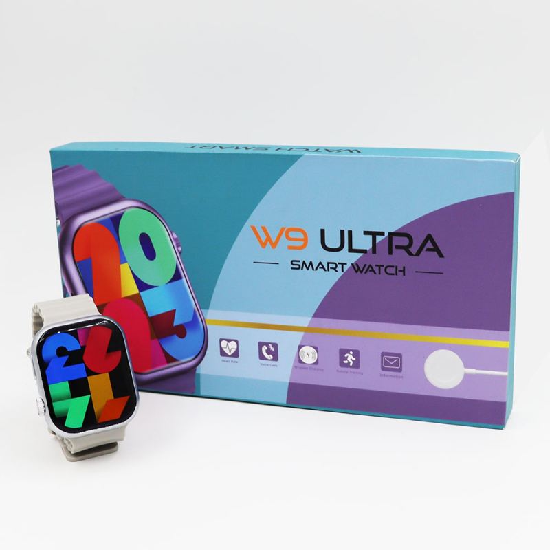 Ceas inteligent cu Bluetooth pentru apeluri W9ultra, monitorizare ritm cardiac și tensiune arterială, afișaj IPS, rezistent la apă pentru uz zilnic, carcasă din aliaj de aluminiu, baterie de 180 mAh
