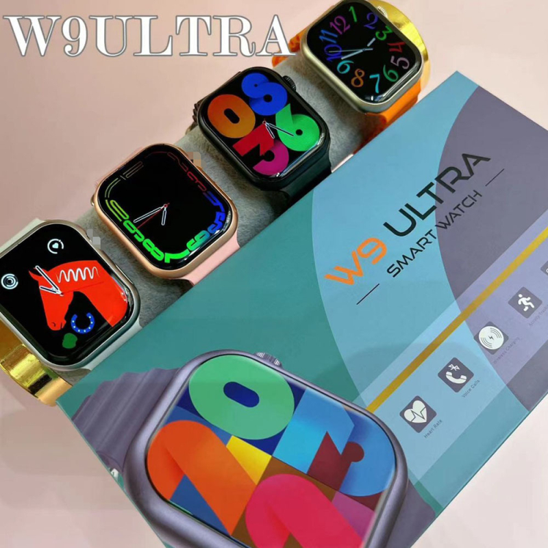 Ceas inteligent cu Bluetooth pentru apeluri W9ultra, monitorizare ritm cardiac și tensiune arterială, afișaj IPS, rezistent la apă pentru uz zilnic, carcasă din aliaj de aluminiu, baterie de 180 mAh