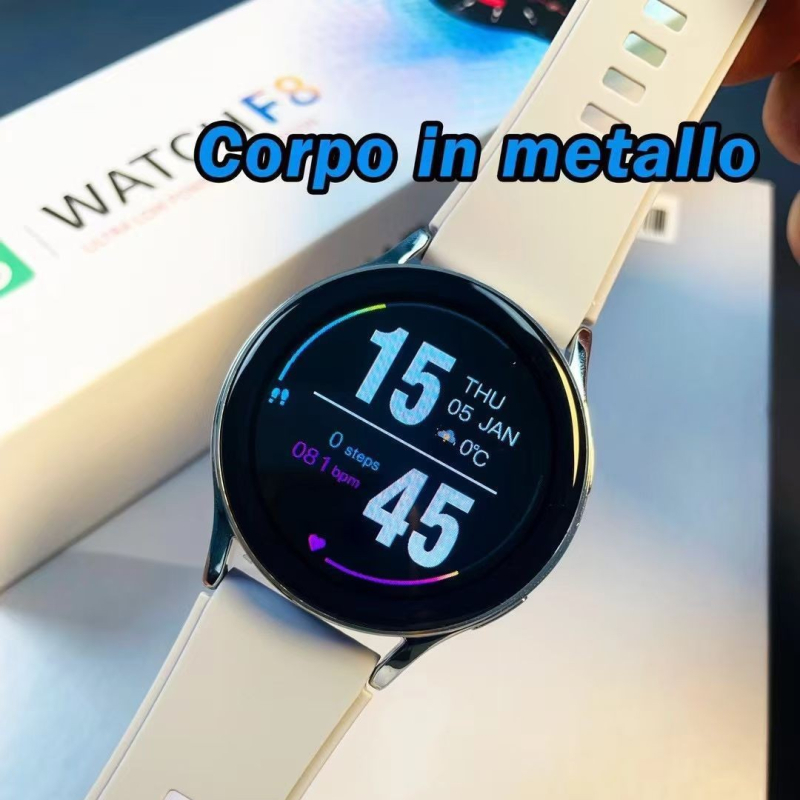 F8 kružni pametni sat s Bluetooth pozivima, otkucaji srca, zasićenost kisikom u krvi, praćenje sna, NFC