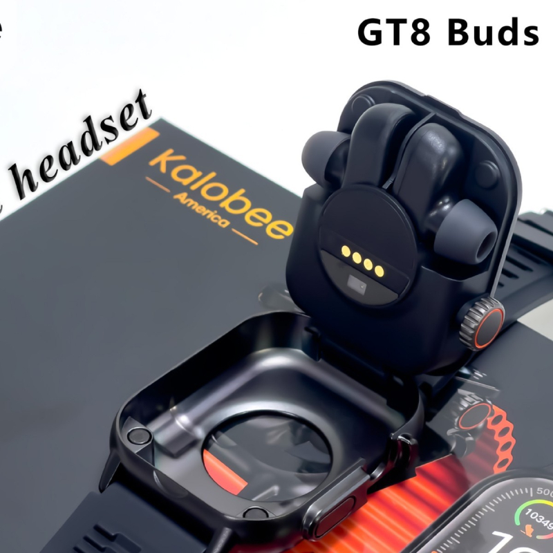 GT8 Buds pametni sat s AMOLED zaslonom, TPU remenom, aluminijski kućište, upravljanje dodirom i tipkom, mjerenje otkucaja srca