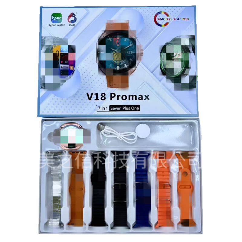 V18Promax kručni pametni sat s Bluetooth pozivima, obavijestima o porukama, brojačom koraka, mjerenjem otkucaja srca i krvnog tlaka
