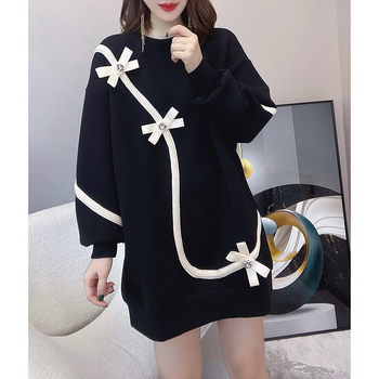 A‑vonalú midi ruha kerek nyakkal, hosszú ujjú, poliészter anyag, egyszínű