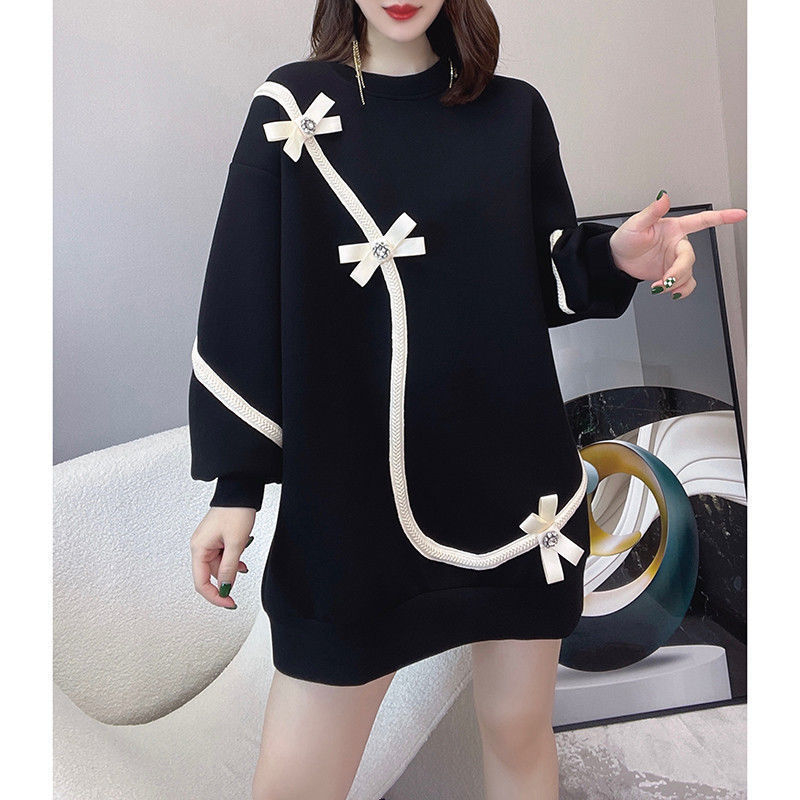 A‑vonalú midi ruha kerek nyakkal, hosszú ujjú, poliészter anyag, egyszínű