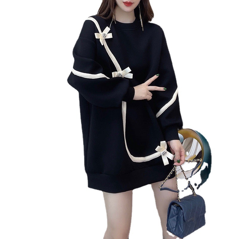 A‑vonalú midi ruha kerek nyakkal, hosszú ujjú, poliészter anyag, egyszínű