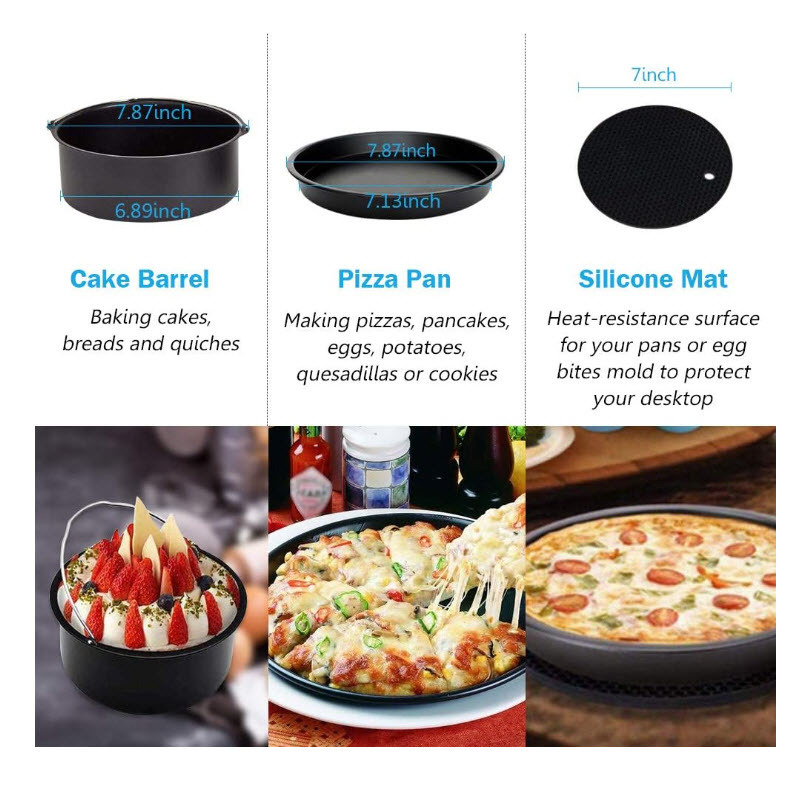 Qiuboss 7-dijeli set dodataka za fritezu na zrak za 3.8–5.8 qt