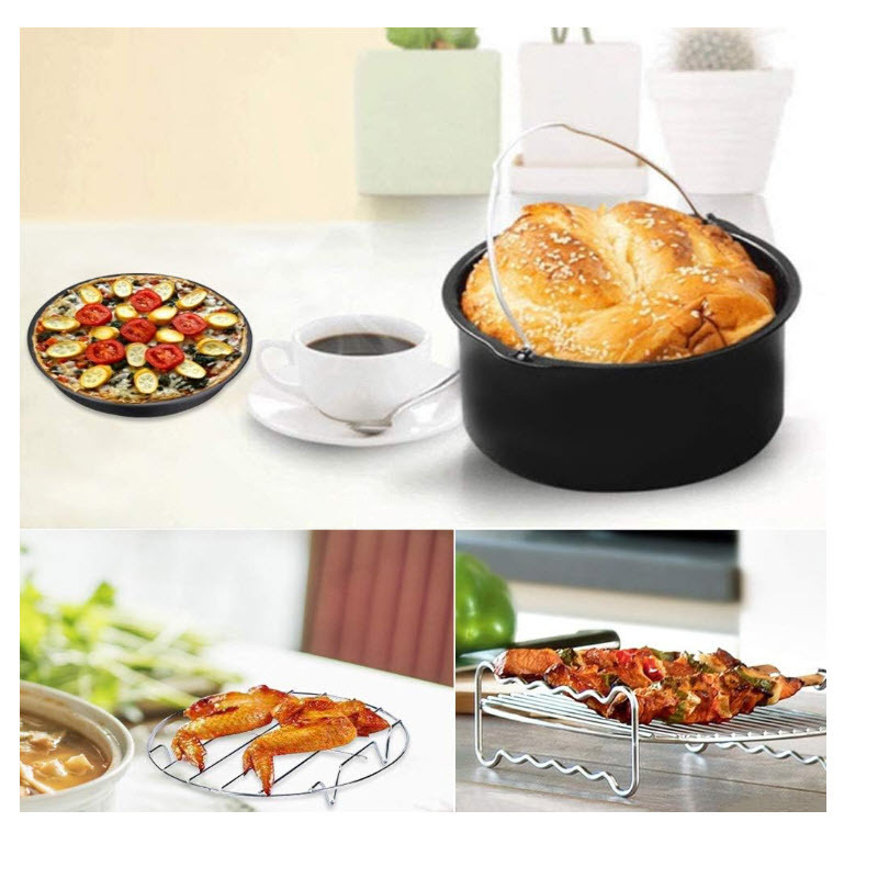 Qiuboss 7-dijeli set dodataka za fritezu na zrak za 3.8–5.8 qt