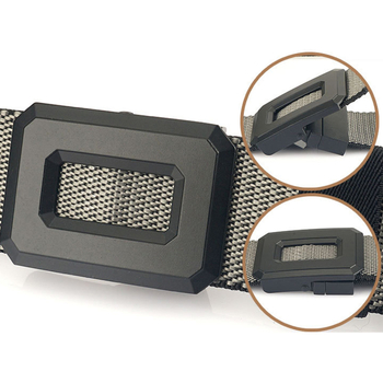 Αγκράφα ζώνης από κράμα ψευδαργύρου, κούφια αυτόματη λειτουργία, διπλής όψης περιστρεφόμενη, χωρίς δόντια γρήγορη απελευθέρωση, χωρίς τρύπες (Spring 2025; φινίρισμα ηλεκτροφόρησης)