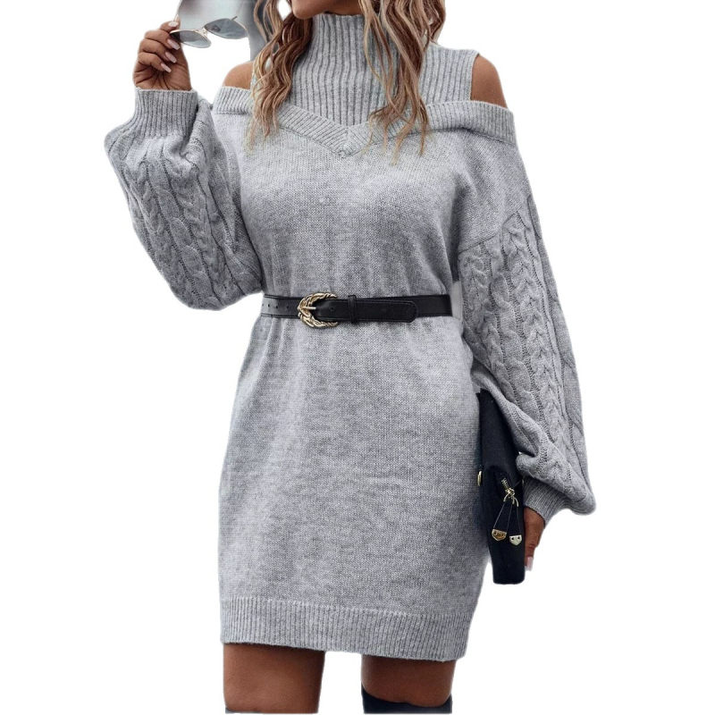 Velúr kötött midi ruha mock nyakkal, hosszú ujjú, egyszínű, patchwork paneles alsó rész, acril- és poliészter keverék