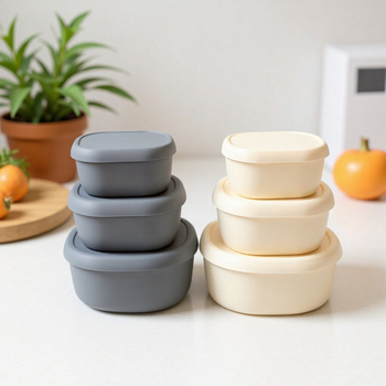 Овална кутия за обяд от хранителен силикон, обем 301–500 мл, подходяща за микровълнова печка, многократно използваема