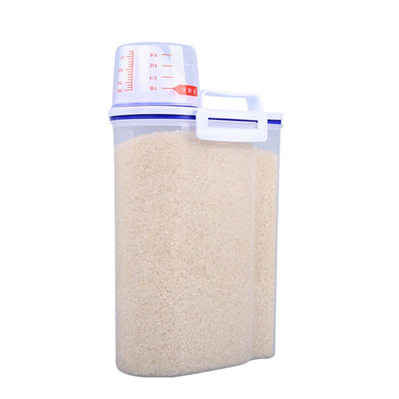 Кутия за зърнени храни — прозрачен PP пластмасов запечатан контейнер, капацитет 2.1-3 л, модерен минималистичен стил, еднослойна, лого отпечатано