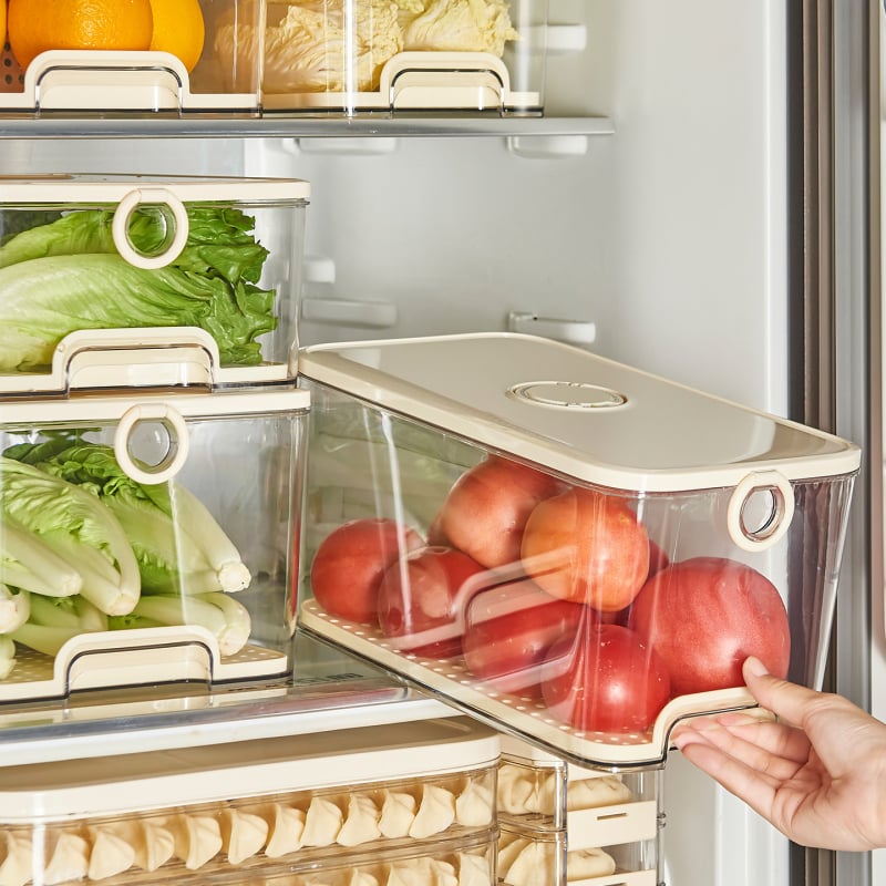 Κουτί Αποθήκευσης Ψυγείου – Πλαστικό, Διατηρεί τη Φρεσκάδα, Σφραγίζεται, Αποστραγγίζει, Μοντέρνο Μινιμαλιστικό Στυλ