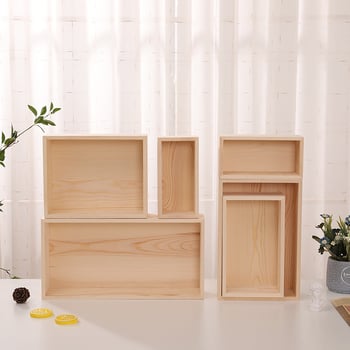 Ξύλινο επιτραπέζιο κουτί αποθήκευσης χωρίς καπάκι για καθιστικό