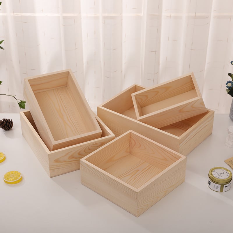 Ξύλινο επιτραπέζιο κουτί αποθήκευσης χωρίς καπάκι για καθιστικό