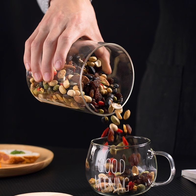 Στεγανοποιημένο γυάλινο δοχείο αποθήκευσης κουζίνας από borosilikat, κυκλικού σχήματος, χωρητικότητα κάτω από 300 ml, συμβατό με φούρνο μικροκυμάτων, δυνατότητα εκτύπωσης λογότυπου