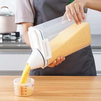 Ιαπωνικού στυλ δοχείο αποθήκευσης ρυζιού και σιτηρών, σφραγισμένο, ανθεκτικό σε έντομα και υγρασία, πλαστικό, χωρητικότητα 2,1–3 L