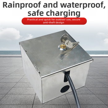 Външна 86-тип кутия от неръждаема стомана за защита от кражба с ключалка за захранване и розетка (IP45, корпус от неръждаема стомана, 10 A номинален ток)