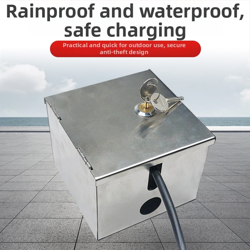 Външна 86-тип кутия от неръждаема стомана за защита от кражба с ключалка за захранване и розетка (IP45, корпус от неръждаема стомана, 10 A номинален ток)