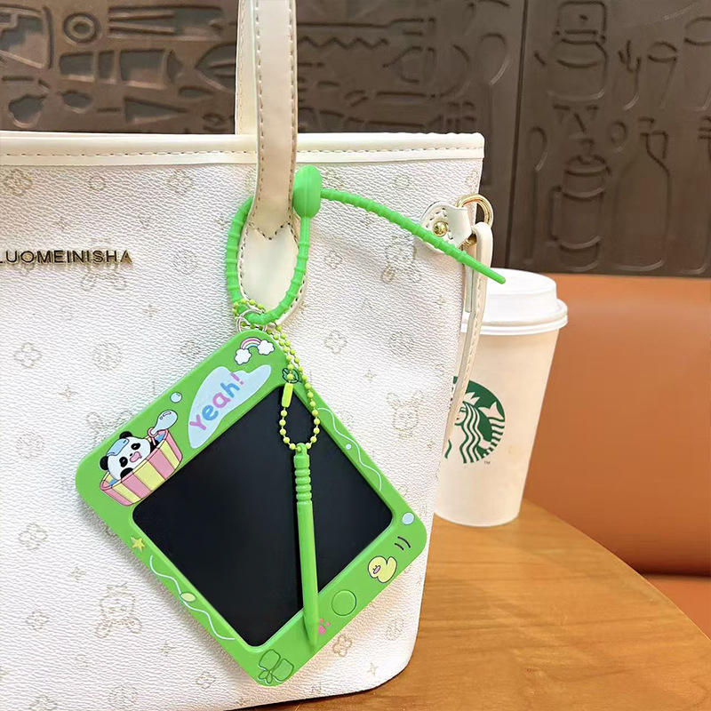 Lanț de chei Panda Cartoon cu tablă portabilă pentru graffiti — ABS, ambalaj individual, stil drăguț