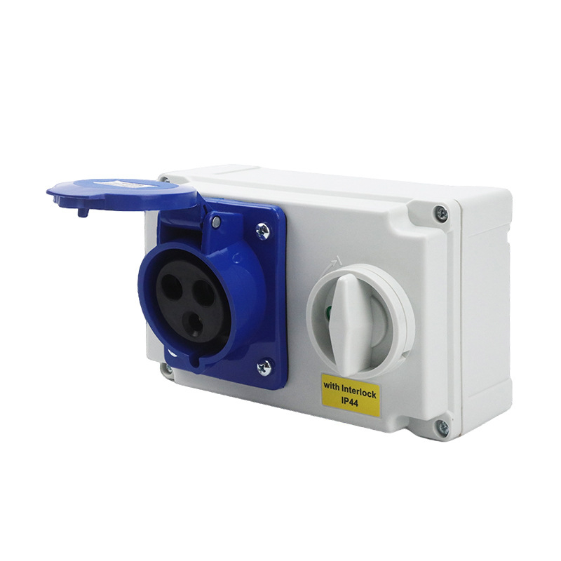 Индустриална водоустойчива кутия за контакти с верижен превключвател и заключващ механизъм, повърхностно монтирана, серия Chain Switch, 16–32 A, възможност за персонализация