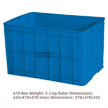 Plava čvrsta plastična kutija za skladištenje i prijenos, dimenzije 635×410×370 mm