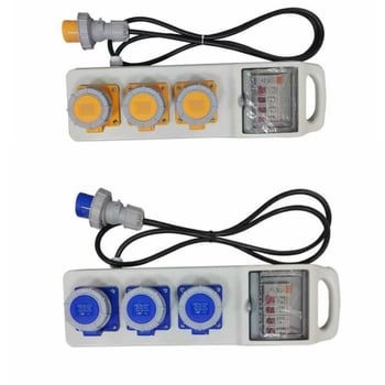 Cutie portabilă de prize industriale impermeabilă, IP67, 110-220V, 4 poli, 1 rând, 16-32A, carcasă ABS/PC