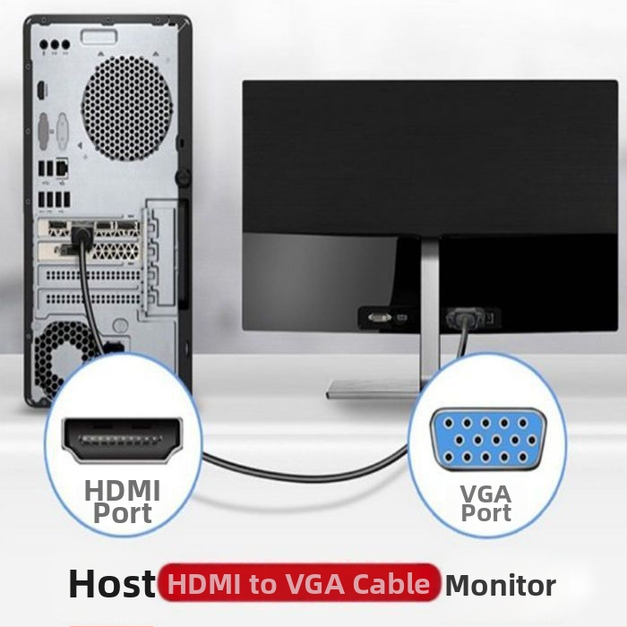 HDMI–to–VGA adapterkaabel PS4, sülearvutile, monitorile ja projektorile — Amila