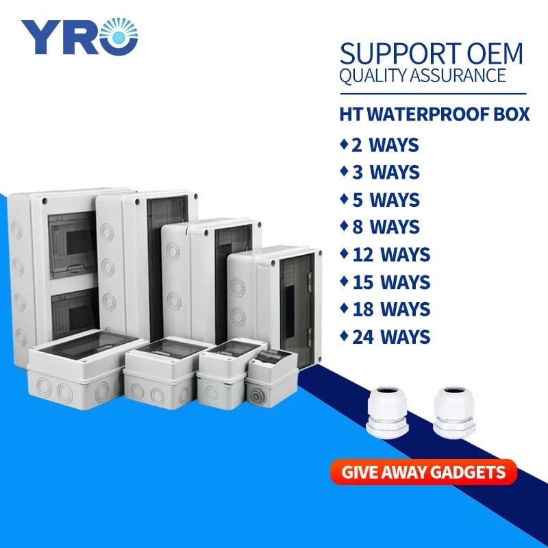 HT серия външна водоустойчива разпределителна кутия с MCB, ABS корпус, PC капак, IP65, 2–24 вериги