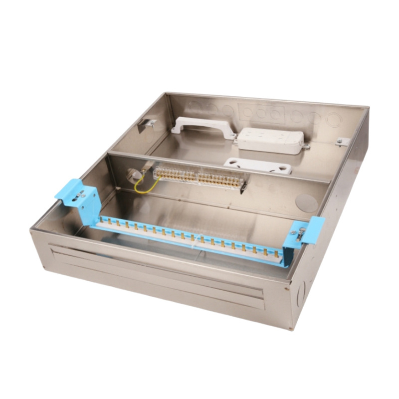 Неръждаем интегриран разпределителен шкаф за силово и слаботоково захранване, скрит монтаж, с оптичен модем, IP30, корпус от 304 неръждаема стомана