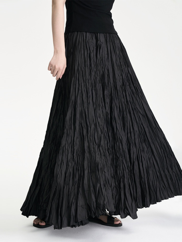 Пола с плисиран дизайн, висока талия, полиестер, пролет 2025 минималистичен стил.